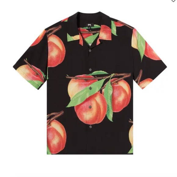 Men's STÜSSY  Peach Pattern Shirt, Size Medium - Picture 1 of 5